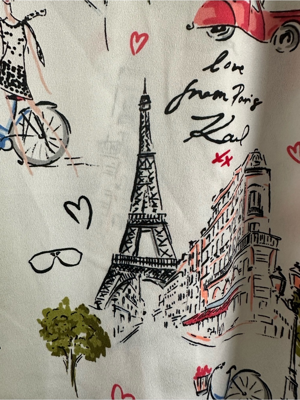 Karl Lagerfeld Paris white button-down shirt all-over whimsical Paris Print 2X - Picture 5 of 7